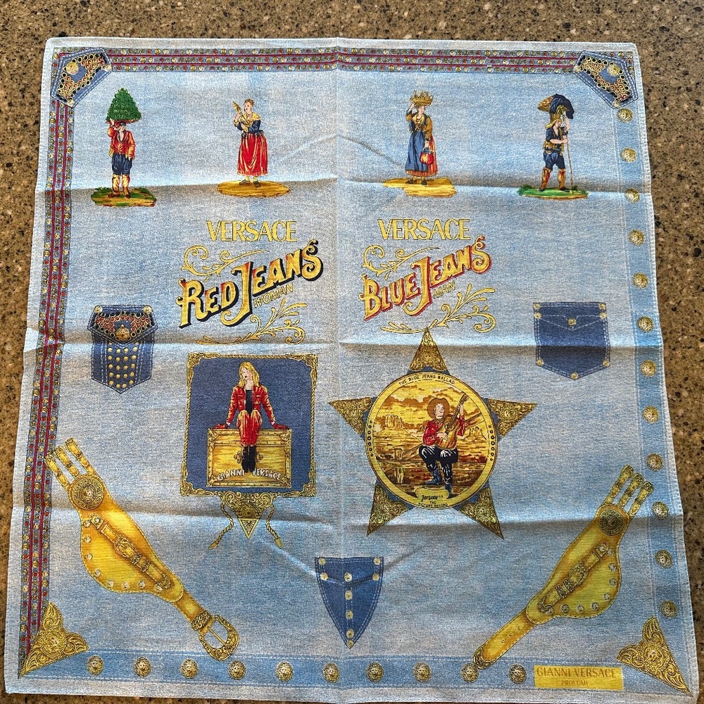 Versace Blue and Gold Scarf